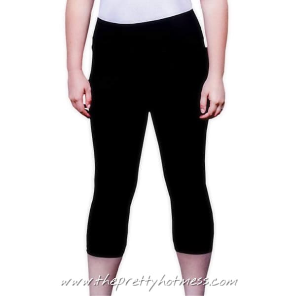 Buttery Soft Solid Black Capri Leggings - Princess