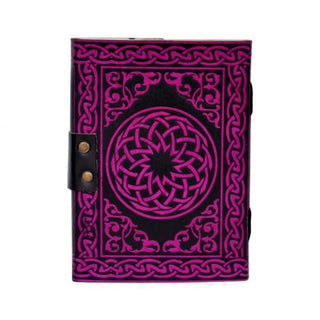 Authentic Handmade Leather Journal Embellished with a Pink