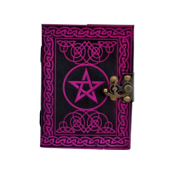 Authentic Handmade Leather Journal Embellished with a Pink