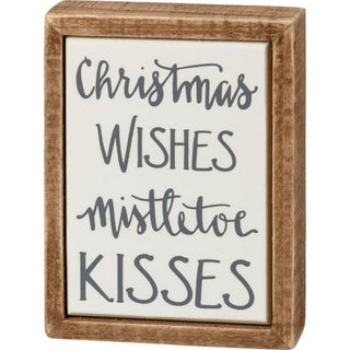 Christmas Wishes Mistletoe Kisses Box Sign 🎅🏼