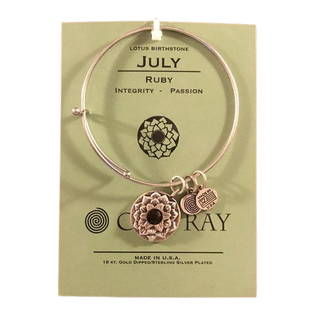 Lotus Birthstone Swarovski Bangle Bracelet