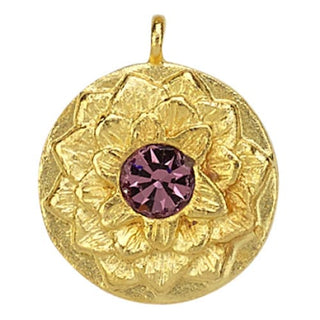 Lotus Birthstone Swarovski Bangle Bracelet - Gold / June