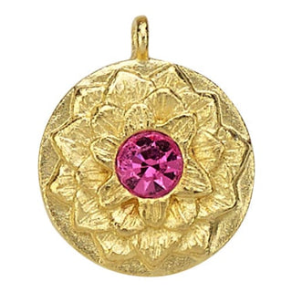 Lotus Birthstone Swarovski Bangle Bracelet - Gold / October