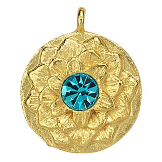 Lotus Birthstone Swarovski Bangle Bracelet - Gold / March