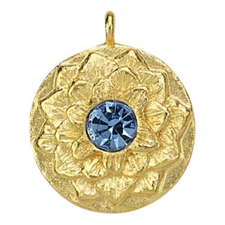 Lotus Birthstone Swarovski Bangle Bracelet - Gold / December