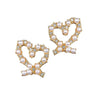 Pearl Crystal Heart Stud Earrings