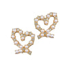 Gold Crystal Earrings by Laura Janelle - Pearl Heart Stud