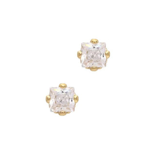 Gold Crystal Earrings by Laura Janelle - 3mm Square Stud