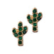 Green Cactus Crystal Stud Earring