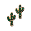 Gold Crystal Earrings by Laura Janelle - Green Cactus Stud