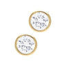 Gold Round Crystal Stud Earrings
