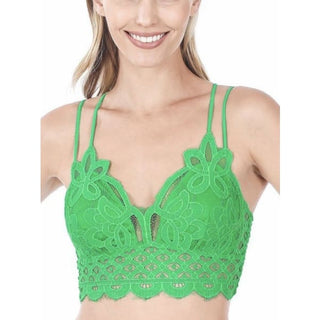 Diamond Crochet Lace Bralette - Small / Bright Green - Done