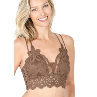 Diamond Crochet Lace Bralette - Small / Mocha Brown - Done