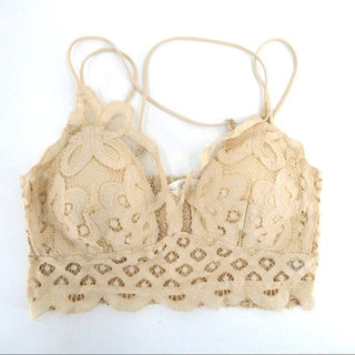 Diamond Crochet Lace Bralette - Small / Nude | Tan - Done