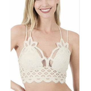 Diamond Crochet Lace Bralette - Small / Ivory - Done