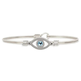 Evil Eye Bangle Bracelet - Silver