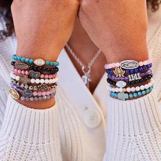 Evil Eye Stretch Bracelet with Black Onyx Beads