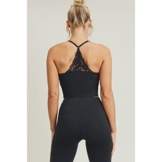 Floral Lace Accent Cami Crop Top by Mono B - Done