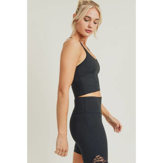 Floral Lace Accent Cami Crop Top by Mono B - Done