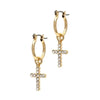 Gold Hoop and Dangle Earrings by Laura Janelle - with Cross