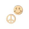 Gold Stud Earrings by Laura Janelle - Peace &amp; Smiley Face