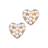Gold Pearl Heart Stud Earrings