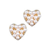 Gold Stud Earrings by Laura Janelle - Pearl Heart
