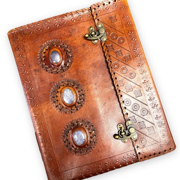 Handmade Authentic Leather Journal with Sodalite Crystals -