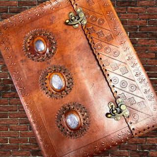 Handmade Authentic Leather Journal with Sodalite Crystals