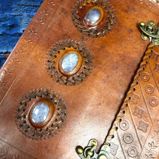 Handmade Authentic Leather Journal with Sodalite Crystals