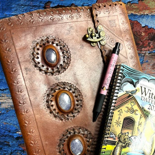 Handmade Authentic Leather Journal with Sodalite Crystals