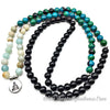 Healing Black Onyx Phoenix Stone and Amazonite Mala Beads -