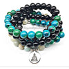 Healing Black Onyx Phoenix Stone and Amazonite Mala Beads -
