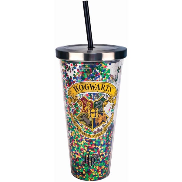 Hogwarts Glitter Cup With Straw - Tumblers