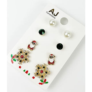 Holiday Cheer Earring Collection - Santa/Snowflake
