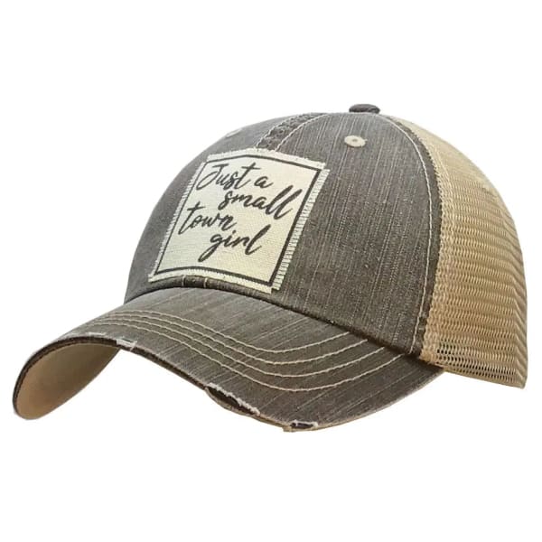 Just a Small Town Girl Distressed Trucker Hat - Black -