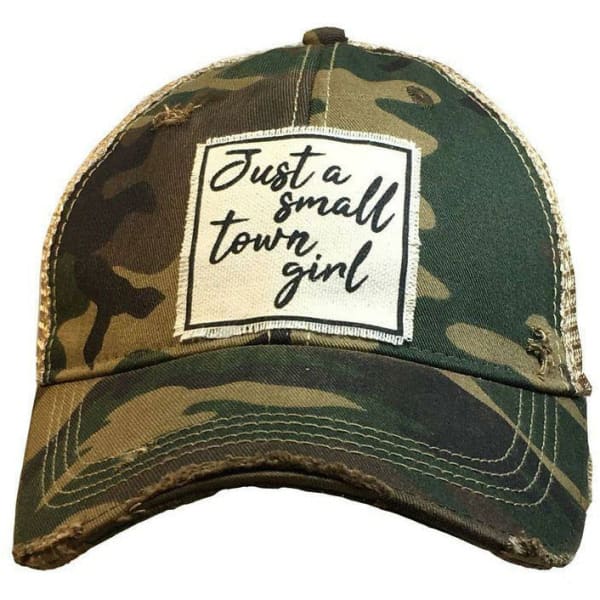 Just a Small Town Girl Distressed Trucker Hat - Black