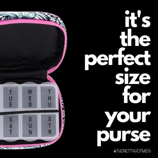 Ladies Wellness Keeper Zippered Pill & Vitamin Case - Black