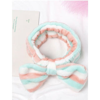 Makeup Plush Headband - Mint/Coral Stripped - Done