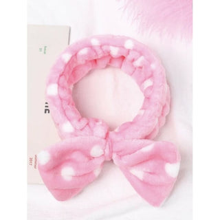 Makeup Plush Headband - Light Pink Poka-Dot - Done