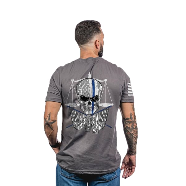 Men’s Thin Blue Line Skull T Shirt - Just For Men