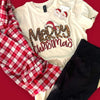 Merry Christmas Leopard Print Graphic Tee - T shirt
