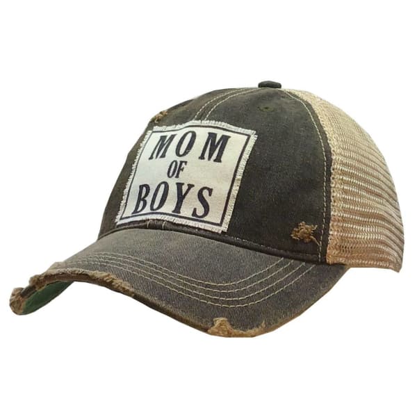 Mom Of Boys Distressed Trucker Hat