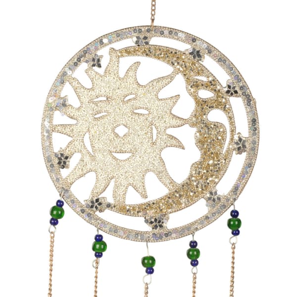 Mosaic Sun and Moon Wind Chime with Bells - wind chimes