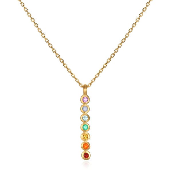 Multi Stone Chakra Stick Necklace by Satya Jewelry - Done