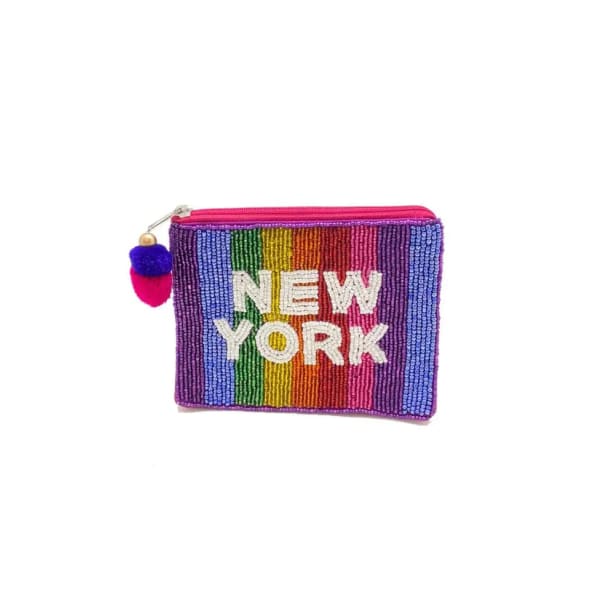 New York Rainbow Beaded Coin Purse