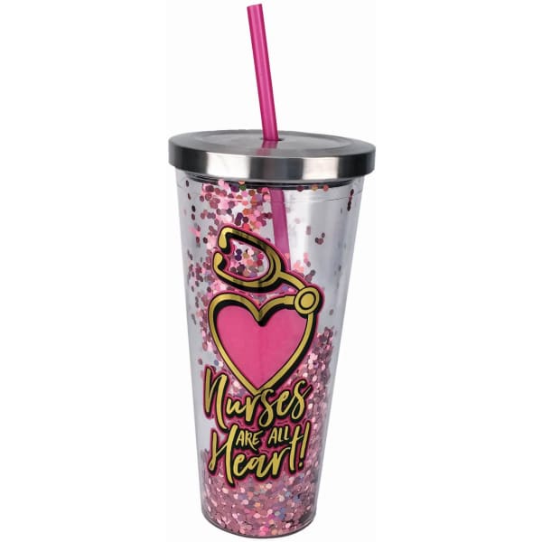 Nurse Glitter Cup With Straw - Tumblers
