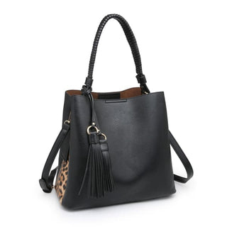 Olivia Animal Print Hobo by Jen and Co. - Black & Leopard