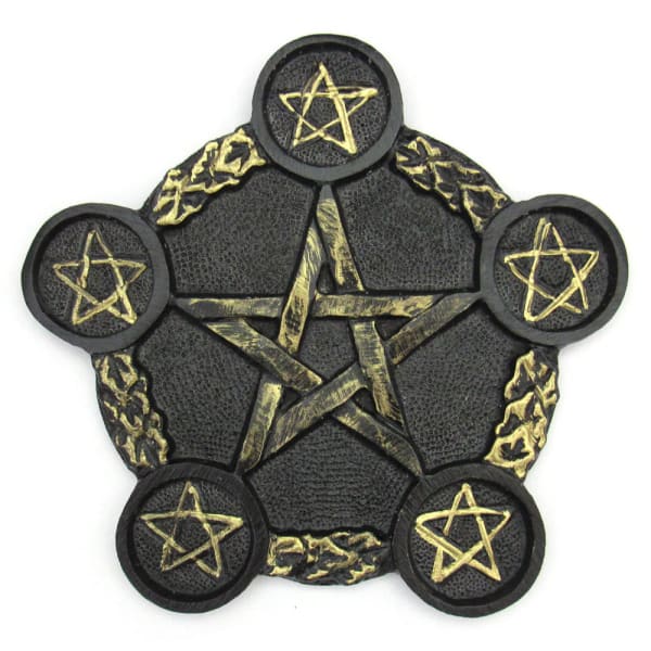 Pentagram Candle Holder Altar Tile - candle holders