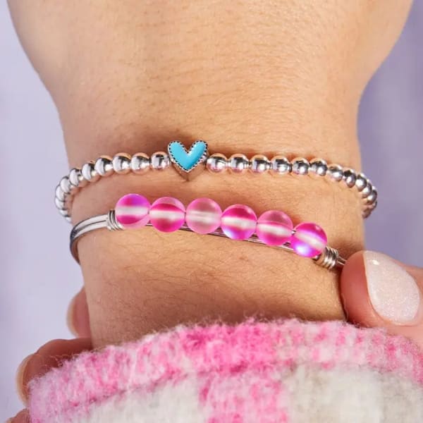 Pink Quartz Energy Stone Bangle Bracelet for Love